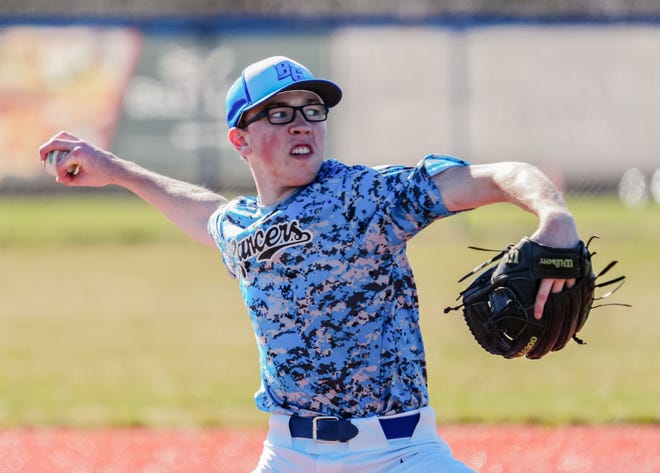 Brookfield Central's Jackson Glisczinski (32) delivers a pitch during the game at home against Sussex Hamilton on Saturday, April 6, 2024.